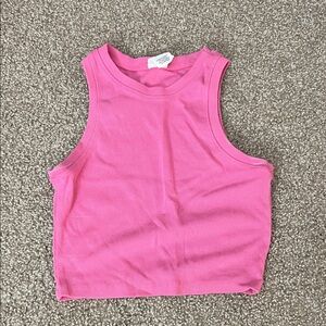 Pink Ribbed Crop Top